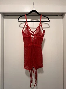 Women’s Red One Piece Lingerie With Matching Thong - Picture 1 of 4