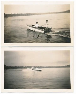 1930s Speed-Boat Home Made Sea-Flea With A Hull Outboard Motor Snapshot Photo - Picture 1 of 2