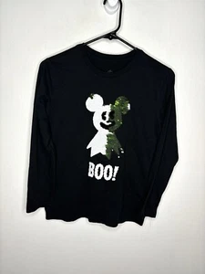 Disney Parks Halloween Shirt Boys Size Large 10-12 Mickey Mouse Ghost Sequin - Picture 1 of 4