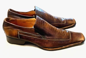 Moretti Loafer Men 12 Brown Crocodile Leather Slip On Shoe Casual Work Dress - Picture 1 of 20