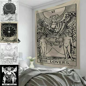 Tarot Card Moon Sun Wall Hanging Poster Tapestry Throw Bohemian Mandala Decors. - Picture 1 of 22