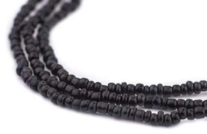 Perline di semi in vetro di Giava nero 2,5 mm, filo 48 pollici Indonesia - Foto 1 di 2