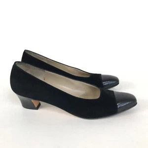 Zapatos de salón Salvatore Ferragamo vintage con puntera para mujer talla 7,5AA cuero tacón bloque - Imagen 1 de 15