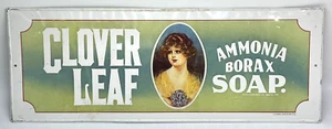 Borax Soap Metal Advertising Sign Embossed Clover Leaf 19 x 7 Vintage 1974 - Picture 1 of 5