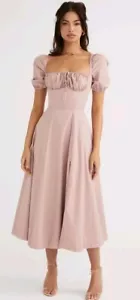 HOUSE OF CB TALLULAHBLUSH PUFF SLEEVE MIDI DRESSSIZE M USED ONCE - Picture 1 of 24