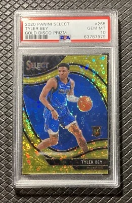 TYLER BEY 2020 Panini Select #265 Courtside Gold Prizm /10 Disco Rookie PSA 10 - Image 1 of 2