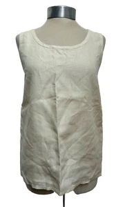 Vintage Yves Saint Laurent 100% Linen Ecru Cream Vest Top Tank Camisole Fr 40 12 - Picture 1 of 8