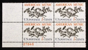 US Plate Blocks Stamps #1252 ~ 1964 5c American Music MNH SP2291 - Picture 1 of 1