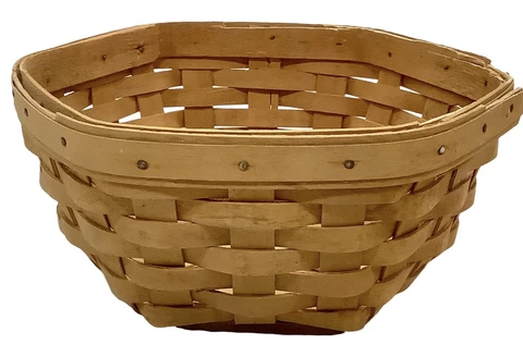 Longaberger Small Hexagon 8” Woven Basket, 1998 Signed Cover