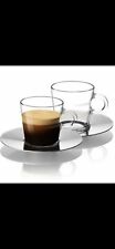 New Open Box  NESPRESSO CLEAR VIEW 2 ESPRESSO CUPS & SAUCERS Glass Stainless