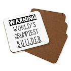 Warning World&#39;s Grumpiest Builder Coaster Drinks Mat Set Of 4 Awesome Best