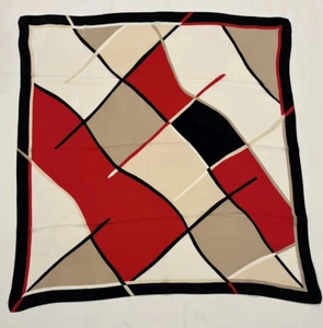 Ginnie Johansen Black Red White Tab Abstract Silk Scarf 34" - Picture 1 of 7