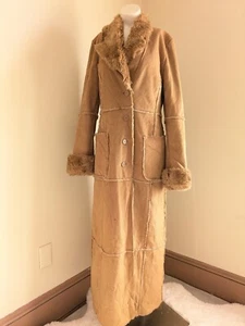 Zara Penny Lane Coat Womens M Afghan Faux Suede & Fur Shearling Long Full Length - Picture 1 of 16