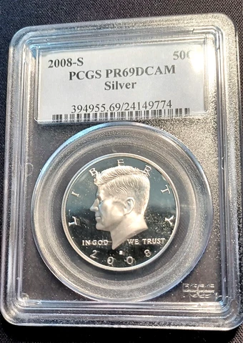 2008-S Silver PCGS PR69 DCAM Kennedy Half Dollar Cover