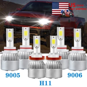 9005+9006+H11 LED Headlight Hi/Low Beam Bulb 6000K 6000W 780000LM Fog Light Sets - Picture 1 of 12
