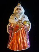 VTG RADKO  AUTUMN DREAM Santa Robed Ornament Glitter #96-250-1 Purple Orange