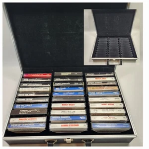 Vintage Cassette Carry Case Storage Briefcase with 30 Classic Country Tapes - Imagen 1 de 24