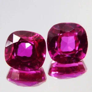 Par de piedras preciosas certificadas con forma radiante natural rubí rosa Mogok de 15,70 quilates - Imagen 1 de 7