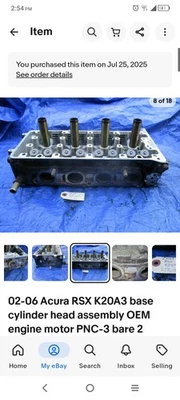 K20a3 Cylinder Head From 02-06 Acura Tsx Bare No Valvetrain Components Only Head - Image 1 of 4