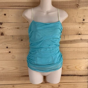 NWT Y2K Max Studio Specialty Silk Top M Gauze Fairycore Cami Coquette Blue - Picture 1 of 5