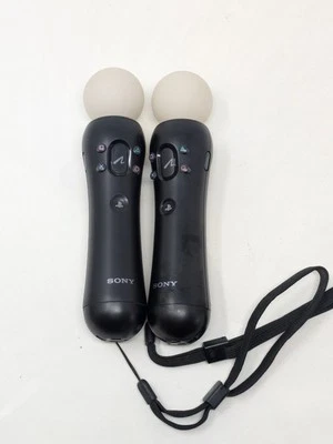Sony PlayStation 3 PS3 Move Motion Controller Black CECH-ZCM1U Pair - Image 1 of 4