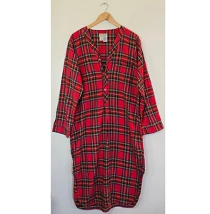 L. L. Bean Herren Nachthemd Größe Large rot Tartan kariert Flanell Weihnachtsfotos - Bild 1 von 10