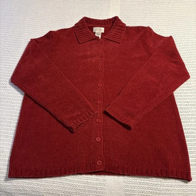 Suéter feminino Studio Works vermelho médio com botões - Imagem 1 de 4