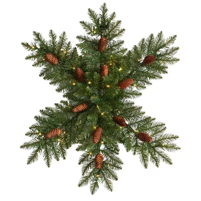 30 In. Prelit LED Dunhill Fir Snowflake Artificial Christmas Wreath with Pinecon - Image 1 of 4
