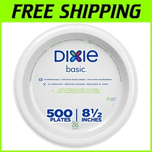 Dixie Basic 8.5" Disposable Paper Plates, White, 500 Count - Picture 1 of 11