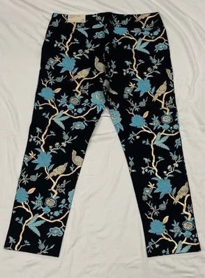 Pantalones al tobillo Soft Surroundins Chinoiserie pierna recta talla 1X (18-20W) nuevos con etiquetas Foto 1 de 4