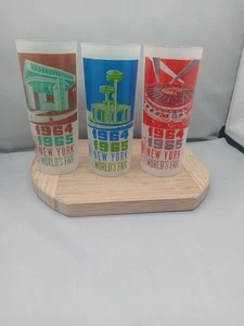 Set of 3 1962 circus &NY 1964-1965 NY Worlds Fair Frosted Highball Glasses - Picture 1 of 18