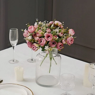 DUSTY ROSE 4 Bouquets 12" Silk Mini Ranunculus Artificial FLOWERS Decorations - Image 1 of 4