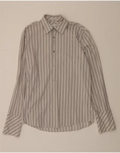 CALVIN KLEIN Mens Formal Shirt Medium Grey Striped Cotton DH51 - Picture 1 of 4
