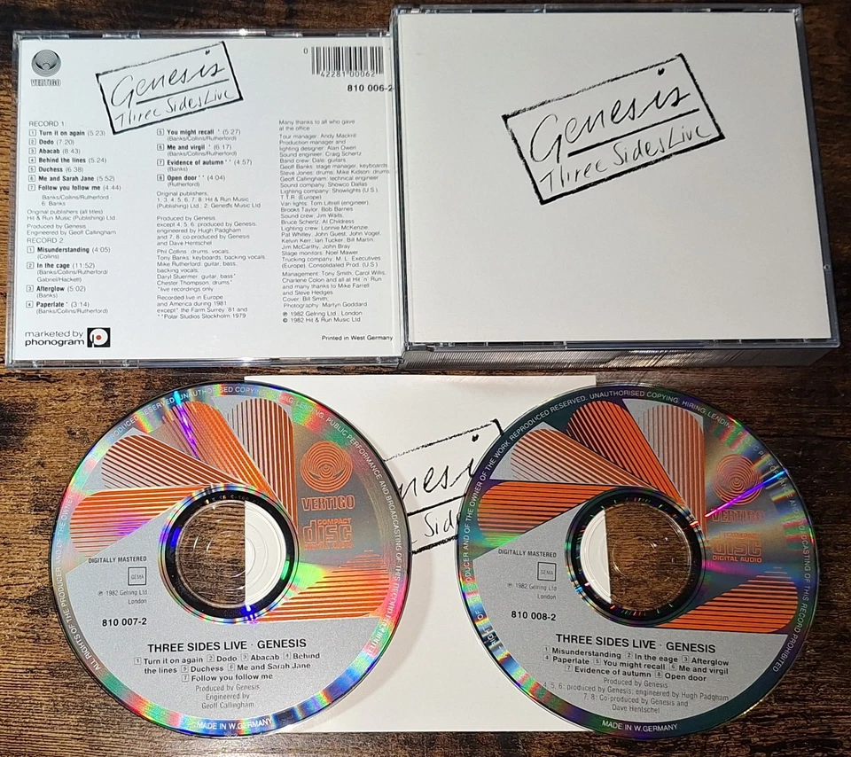 GENESIS - THREE SIDES LIVE 2-CD-Set dickes JewelCase W. Germany-Pressung - Bild 1 von 2