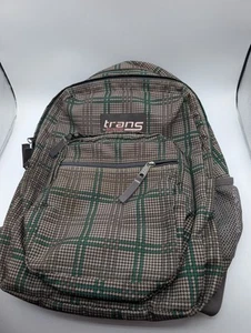 Jansport Trans Backpack Gray Green Plaid - Picture 1 of 9