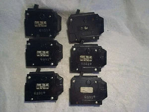 6-GENERAL ELECTRIC CIRCUIT BREAKERS TYPE TQL-AC, 20 Amps, 1 Pole,Cat.No.tql 1120 - Picture 1 of 5