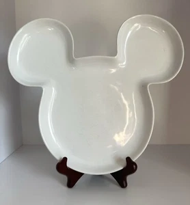 Set of 3 Disney Parks 10” Mickey Mouse Ears White Ceramic Serving Plate Dish HTF - Picture 1 of 16