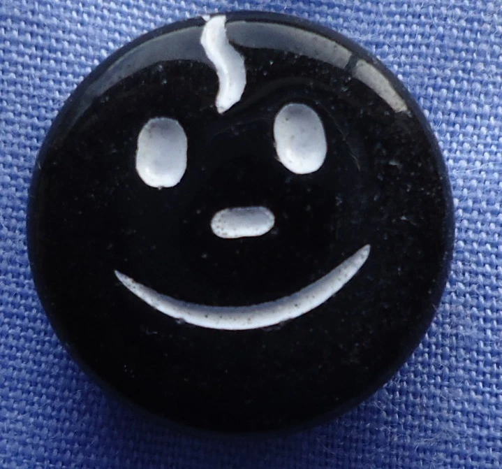 14mm Black / White Happy Buttons (Ceramic) (x 2 buttons) - Image 1 of 1