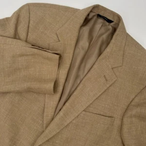 Brooks Brothers Blazer Jacket Mens Size 44 Tan Wool Blend Lined Single Breasted - Picture 1 of 11