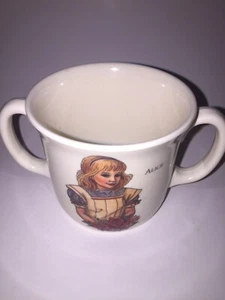 ALICE NEL PAESE DELLE MERAVIGLIE COPPA VINTAGE doppio manico 1987 anni 80 TEMPEST CO. Beige - Foto 1 di 7
