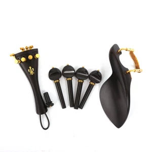 1set Violin Kit Accessories 4/4 Ebony Violin Tailpiece Peg Chin rest Fine Tuner - Picture 1 of 5