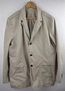 Banana Republic Mens Large Khaki Cotton Canvas 3 Button Long Blazer Jacket Lined - Picture 1 of 4