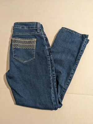 NYDJ Jeans Womens 6P Petites Blue Denim Straight USA Made Medium Wash 28X28 - Image 1 of 4