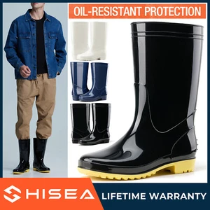 HISEA Men Waterproof PVC Rain Boots Oil-Resistant Non-Slip Protective Work Boots - Picture 1 of 66