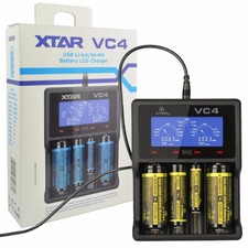 Xtar VC4 USB Charger LCD Display / 21700 20700 26650 18650 14500 AA AAA Battery