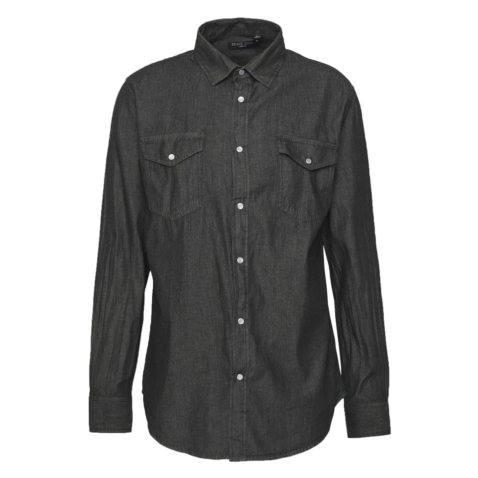 Camisa de mezclilla Brave Soul para hombre ajuste regular Ulrich manga larga cuello torso Foto 1 de 1