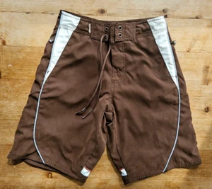 Micros Board Shorts/Swimwear Size 10 Brown With Deep Side Zip Pockets Vintage - Picture 1 of 20