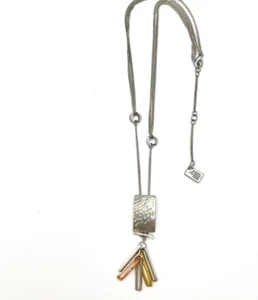 Anne-Marie Chagnon double chain pendant Mixed Metal Modernist Design vintage - Picture 1 of 5