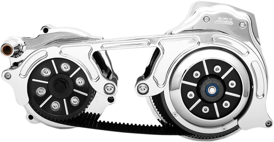 Kit de transmisión por correa abierta de 2" con placa de motor de 2 piezas cromada EV2PH-B17-C Foto 1 de 1