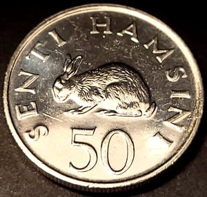 1989 Tanzania 50 Senti World Coin - KM# 26 - RABBIT - BU - 21MM Africa Animal - Picture 1 of 4